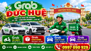 Xe ôm Grab Đức Huệ, Grab giao hàng và taxi 4 chỗ 7 chỗ
